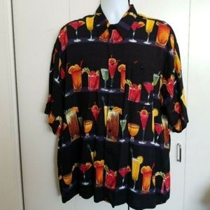 Men's XL Black Tropical Beach Cocktails Shirt